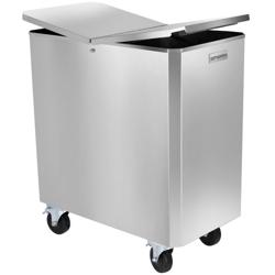 Carro de farinha - 150L - Aço inoxidável AISI 304 - com tampa basculante - com rodas