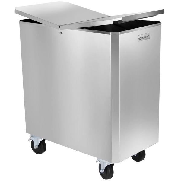 Mjöl- och ingrediensvagn - 125 l - rostfritt stål - rullbar - för torrförvaring - med lock