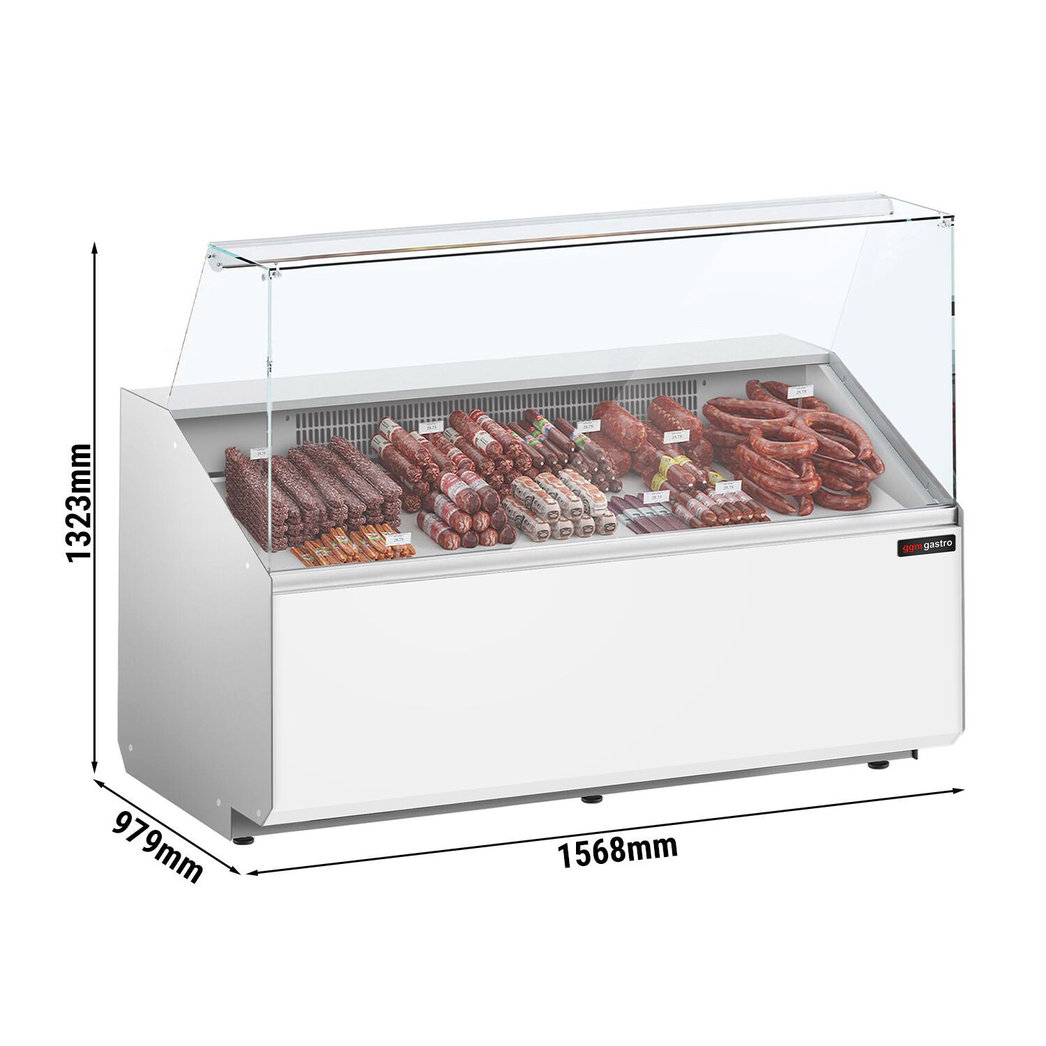 Comptoir vitrine réfrigérée - 1568x979mm - +2/+6°C - 324L - Façade blanche