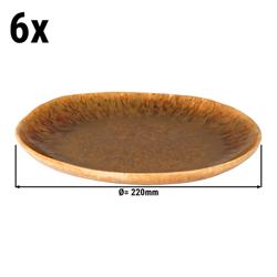 (6 kpl) RUSTIQUE - Lautanen litteä - Ø 22 cm - ruskea
