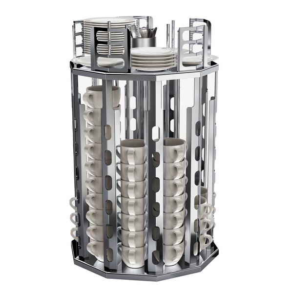 Kop- en schoteldispenser - RVS - Ø365mm - roterend