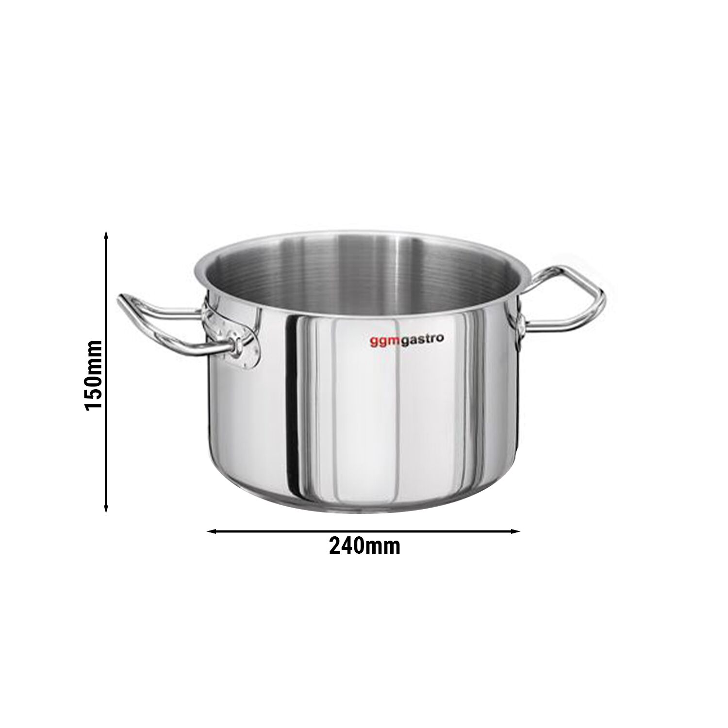 Marmite en Acier Inoxydable - 7 L - Ø 240 mm - Hauteur : 150 mm - Tous Feux Dont Induction