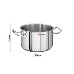 Kookpan (hoog) - RVS - 7 liter - Ø 240mm - Hoogte: 150mm - 339x257x150mm - met inductiebodem / sandwichbodem