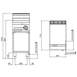 Plynová grilovací deska - 6,9 kW - Hladký - grilovací plocha: 395x500 mm - vč. podstavce