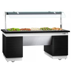 Buffet gekoeld DUBLIN - 2000mm - met gekoelde kuip & zwenkwielen - voor 5x GN 1/1 - zwart