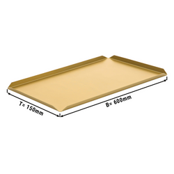 (5 pezzi) Piatto da pasticceria e da presentazione in alluminio - 600x150x10mm - Champagne