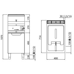Gasfriteuse - 10 liter - 6,9 kW - mechanische bediening - met aftapkraan