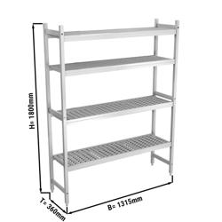 Aluminium GN Shelving Unit Starter Bay – 4 Tier - 1315x360x1800mm - 600kg - Cold Room