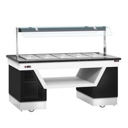 Buffet BELFAST - 2000mm - con baño maria y ruedas - para 5x GN 1/1