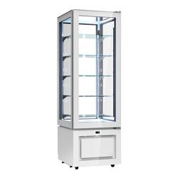 4-Sided Glass Display Fridge - 324L - 600mm - Double glazing - square - with 1 glass shelf - 1 glass door front - White