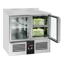 Koelwerkbank PREMIUM - 900x700mm - 2 glazen deuren & achterwand