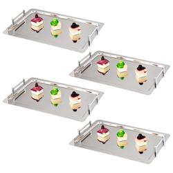 (4 pcs) Serving Tray - Stainless Steel - 530x325mm - Height: 70mm - polished