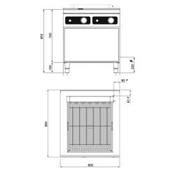 Grelhador eléctrico - 10,8kW - Com móvel - Controlo digital BFlex - Aço inoxidável - 900mm Prof.