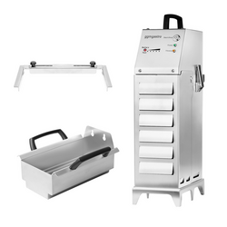 Filtru portabil pentru ulei de prăjit cu baterie - 80 litri/minut - pentru friteuze de 20 de litri și mai mult