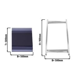 Folding Catering Side Table – Stainless Steel Frame - Plexiglass Top - 500×500×900 mm - Silver