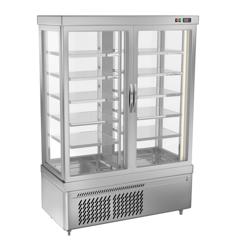 Vitrina refrigerada vertical / Vitrina de 4 caras de cristal - 930 litros - 1320x640x1910mm - con 10 estantes - Doble puerta - para quesos