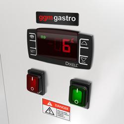 Kakkuvitriini - 414 l - 1200 mm - kaksinkertainen lasi - 2 lasiovea - 3 hyllyä - LED-valaistus - liukuovet