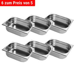(6 sztuk) Pojemniki GN z nierdzewnej stali 1/2 - wysokość: 100 mm  