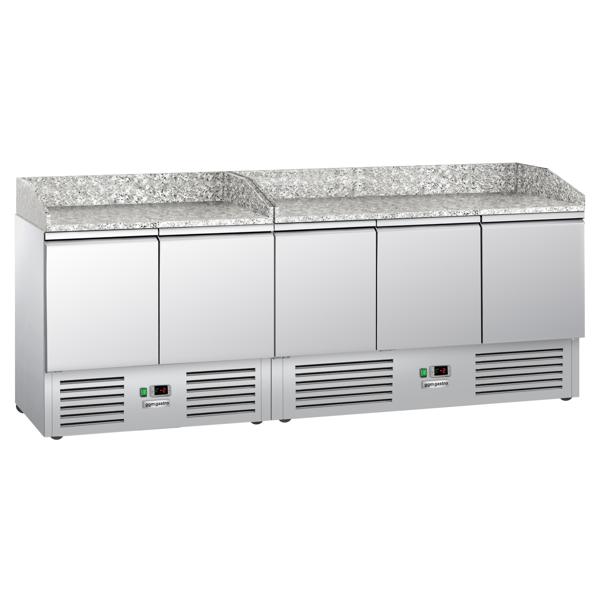 Chladicí stůl na pizzu - 2300x700 mm - se 5 dveřmi - se žulovou pracovní deskou