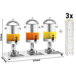 Sapdispenser - 3x 7,5 liter - Roestvrij staal