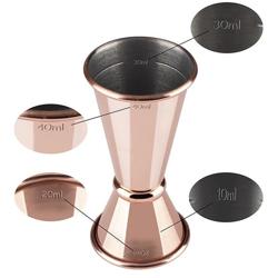 (6 buc) Măsură de bar (jigger) - oțel inoxidabil - cupru - 20 ml & 40 ml - cu marcaj de umplere 10 ml & 30 ml