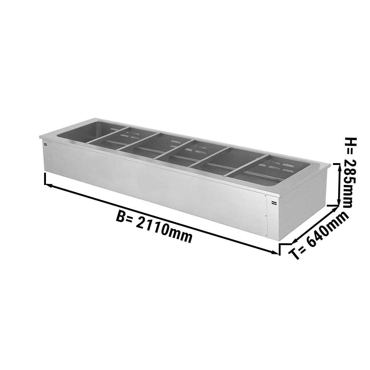 Bain-marie encastrable - 2,1 m - 6x GN 1/1