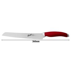 BERKEL | Teknica Professional Bread Knife – Red Resin Handle – 220 mm Serrated Blade – 3 mm Steel