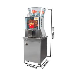 Otomatik Portakal Sıkma Makinesi - 250W - 112kg - 25 adet/dk, Ø60-75mm, self servis için ideal, %95-99 verim, tekerlekli, kolay temizlenir - alt çerçeve dahil