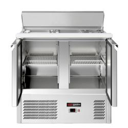 Pult za pripremu salate ECO - 903 mm - 2 vrata - s ugradnim ležištem za 2x GN 1/1 & 3x GN 1/6 i poklopac od nehrđajućeg čelika