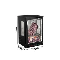 Professionele vleesrijpingskast - 595x500mm - met 1 glazen deur - Zwart - 198 liter