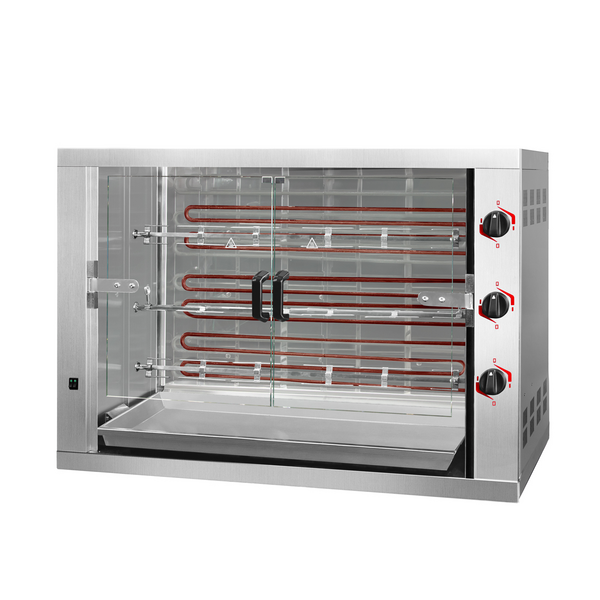 Elektrische kippengrill PREMIUM - 14,4 kW - met 3 spiesen voor 18 kippen
