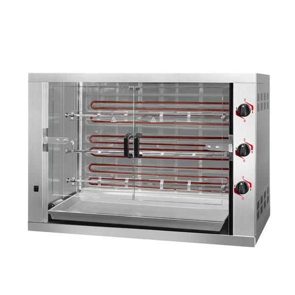 Commercial Electric Chicken Rotisserie Oven -  - 14.4kW - with 3 Skewers for up to 18 chickens