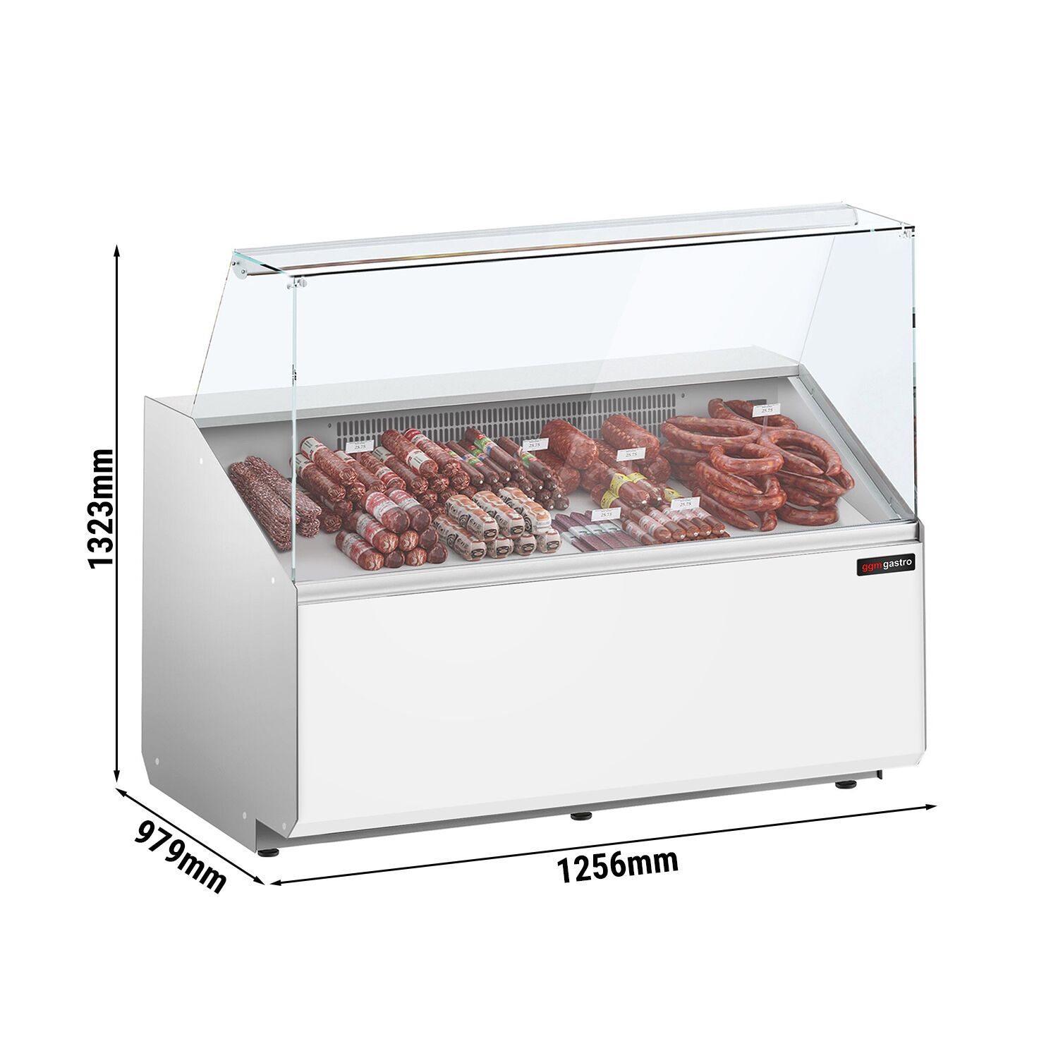 Comptoir vitrine réfrigérée - 1256x979mm - +2/+6°C - 262L - Façade blanche