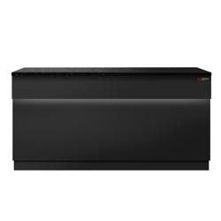 Kassa-sectie TORONTO & met LED-verlichting buiten, 1 legbord - 1800x880x900mm - zwart front - granieten werkblad zwart - RVS