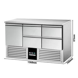 Kühltisch PREMIUM - 1370x700mm - 1 Tür & 4 Schubladen