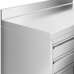 Ruostumattomasta teräksestä työkaappi - 800x600 mm - 2 vetolaatikkoa, 1 saranaovi - roiskesuoja