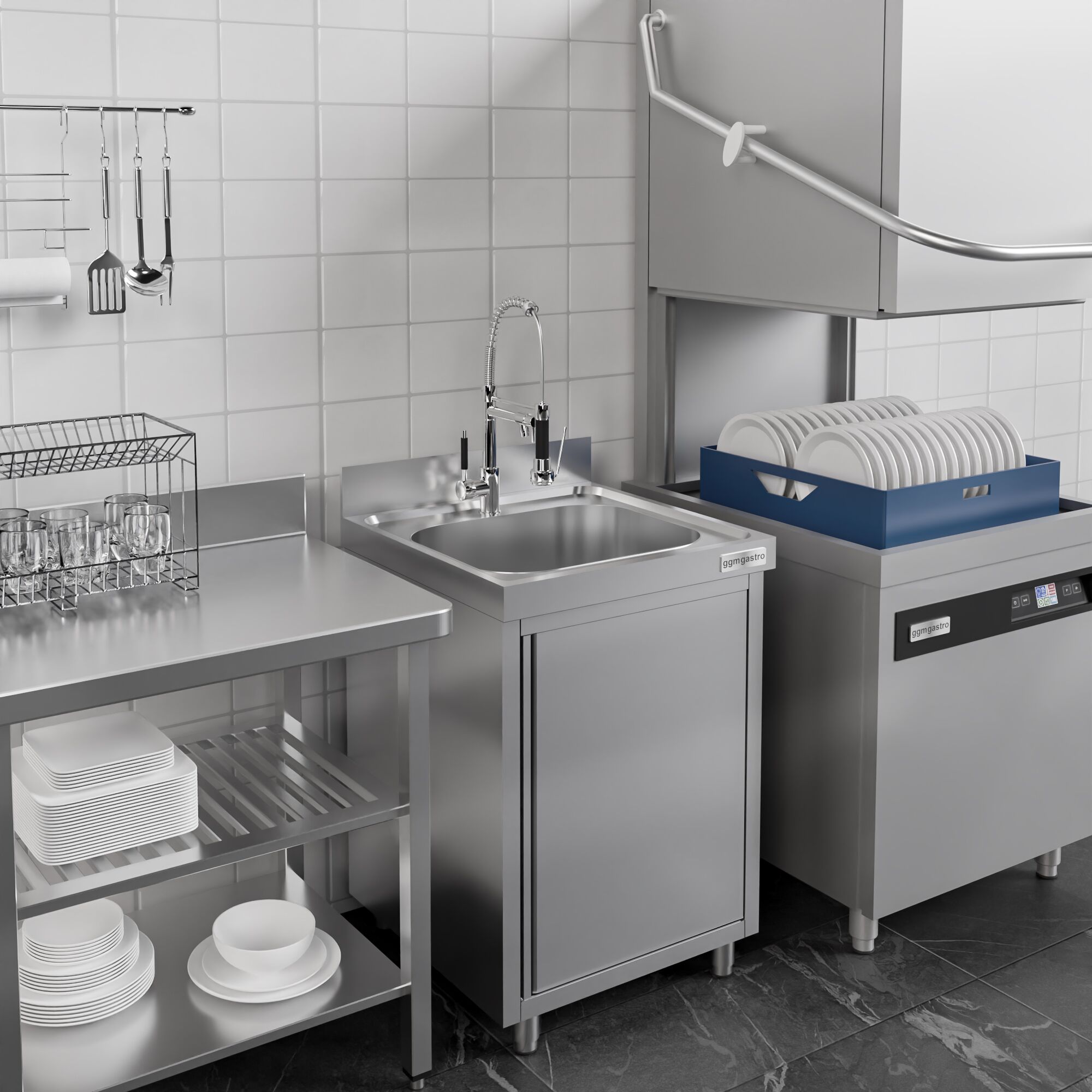 Plonge PREMIUM - 600x600mm - avec 1 bac central