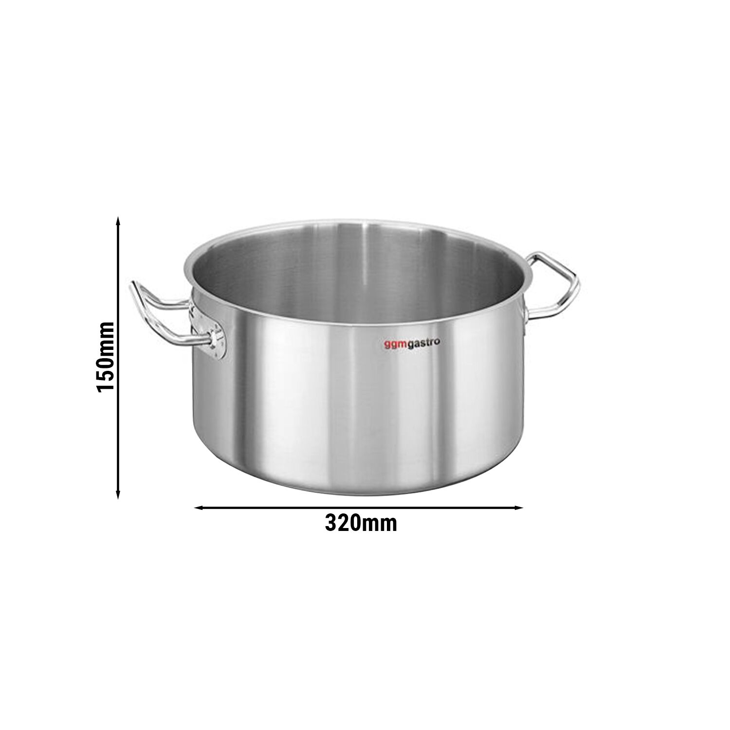Cratiță - oțel inoxidabil 18/10 - 12,1 litri - Ø 320 mm - înălțime: 150 mm - 339x421x150 mm - pentru inducție, gaz, ceramică și mașină gătit electrică