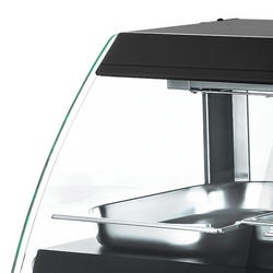Warmhoudvitrine - 650mm - met 2 planken - Zwart