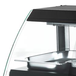Vetrina calda da banco per rosticceria - 650mm - 0,56 kW - con 2 ripiani - Nero