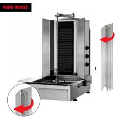 Macchina per Kebab Professionale Elettrico  - 3 bruciatori - max 40kg - Da banco - incl. 2 sportelli; 1 spiedo
