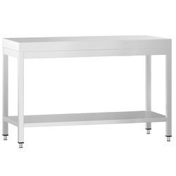 Mesa de trabalho PREMIUM - em Aço Inoxidável  - 1,2 m - com estrutura e prateleira de base