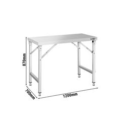 Table de travail en inox – pliable – 1200 × 700 mm