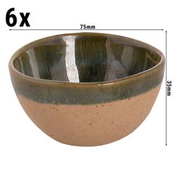 (6 st) Skål - WISTERIA - stengods - Ø 75 mm - stapelbar - grön/beige