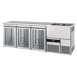 Barkoelkast PREMIUM - 2500x700mm - 3 glazen deuren