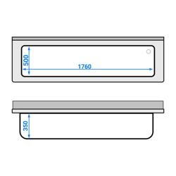 Tencere Yıkama Tezgahı Premium -2000x600mm - Alt raflı & 1 evyeli
