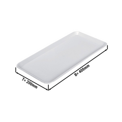 Rechthoekige presentatieplaat - Wit - Eco-Line - 400 x 200 x 15 mm | Display bord | Toonbankschaal | Taartschaal | Toonbankplaat | Vleesschaal | Dienblad | Gebaksbord