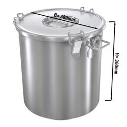 Recipiente alimentar - com tampa - em aço inoxidável - Ø 380mm - 36 litros - para buffet e catering