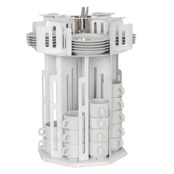 Rotating Saucer & Side Plate Dispenser – White - 56-piece capacity - Ø80/Ø150 mm saucers/plates