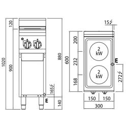 Kuchnia elektryczna - 4kW - 2 płyty okrągłe Ø180mm